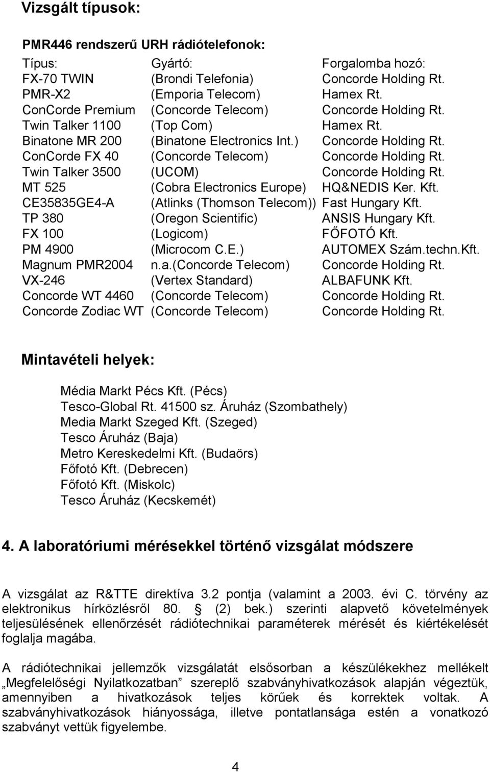 Twin Talker 3500 (UCOM) Concorde Holding Rt. MT 525 (Cobra Electronics Europe) HQ&NEDIS Ker. Kft. CE35835GE4-A (Atlinks (Thomson Telecom)) Fast Hungary Kft.