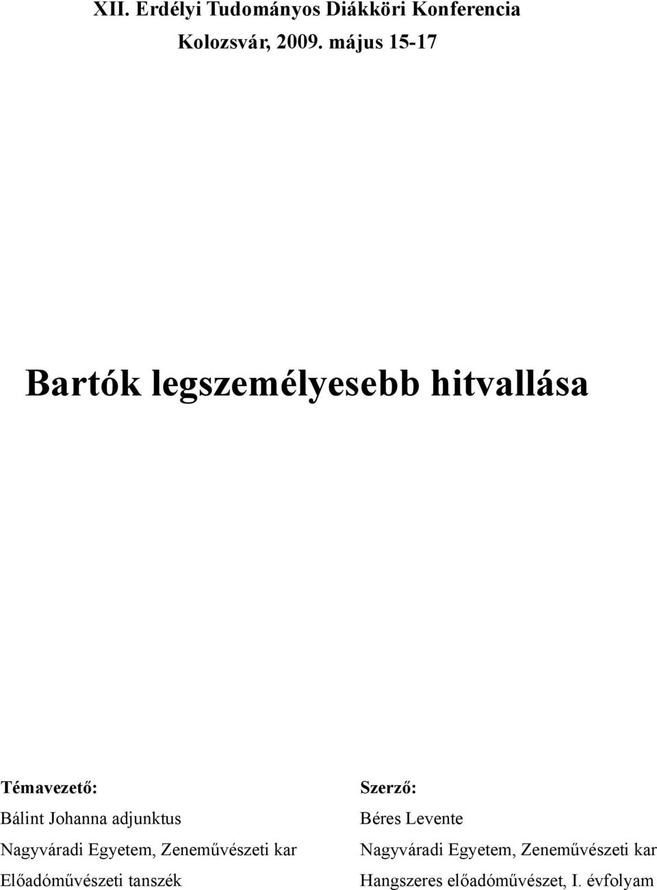 Bartók legszemélyesebb hitvallása - PDF Free Download