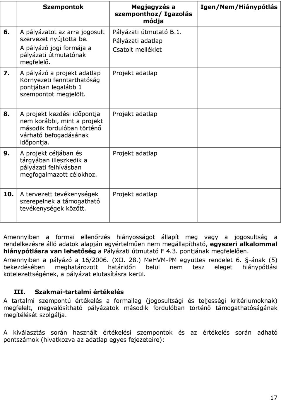 A projekt kezdési időpontja nem korábbi, mint a projekt második fordulóban történő várható befogadásának időpontja. 9.