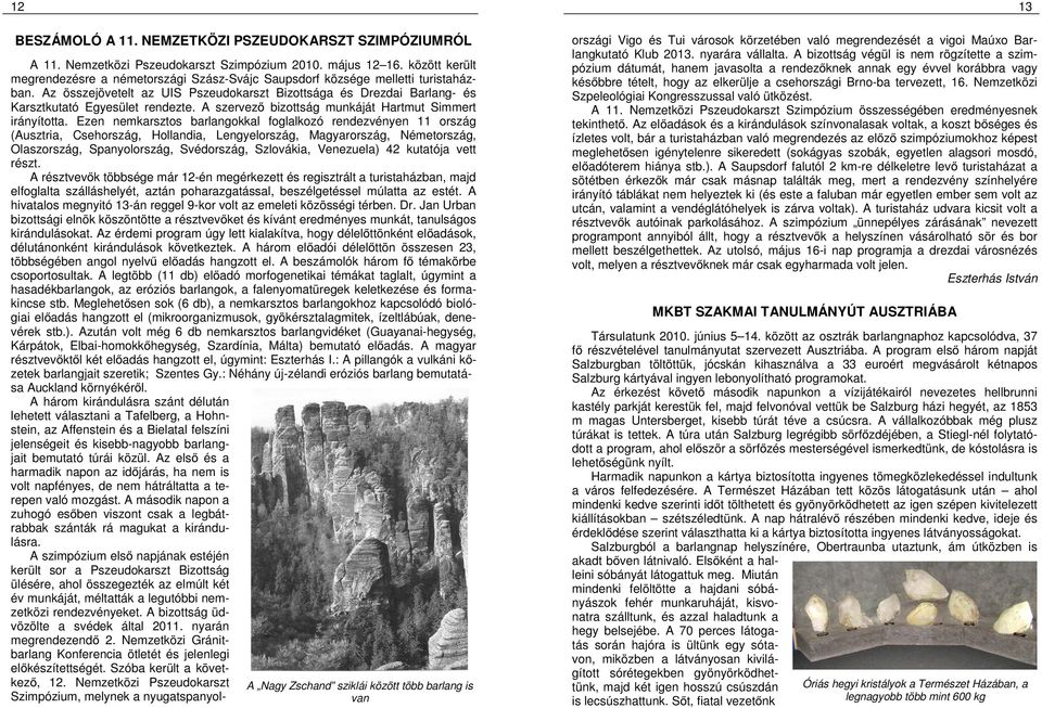 Az összejövetelt az UIS Pszeudokarszt Bizottsága és Drezdai Barlang- és Karsztkutató Egyesület rendezte. A szervező bizottság munkáját Hartmut Simmert irányította.