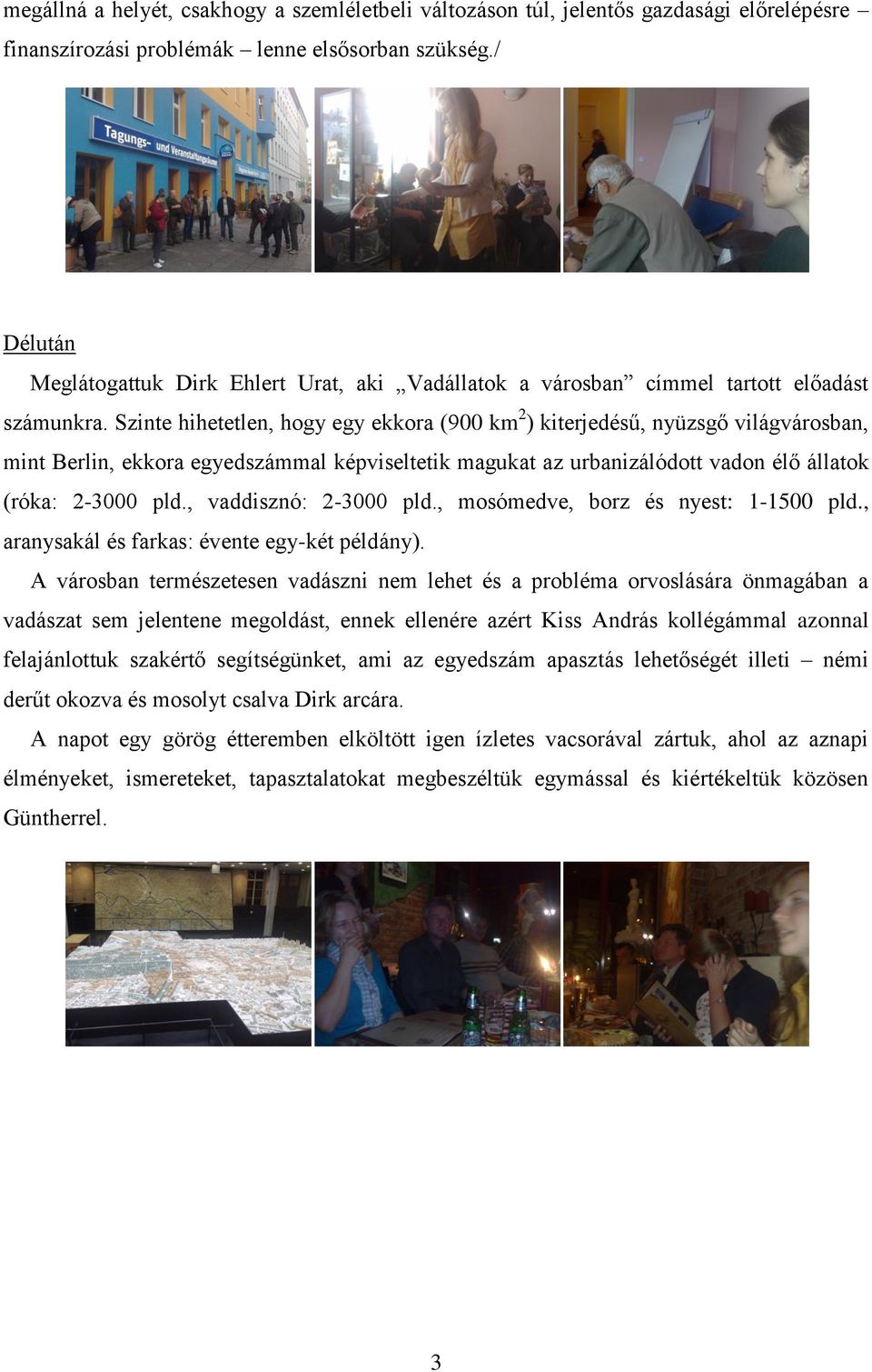 Szinte hihetetlen, hogy egy ekkora (900 km 2 ) kiterjedésű, nyüzsgő világvárosban, mint Berlin, ekkora egyedszámmal képviseltetik magukat az urbanizálódott vadon élő állatok (róka: 2-3000 pld.