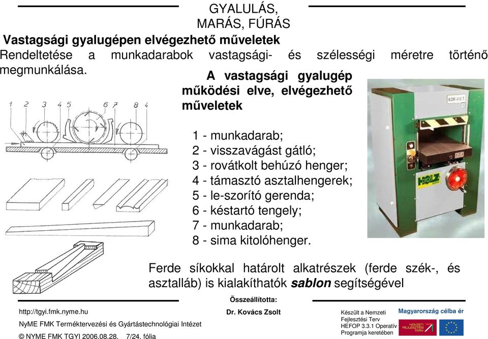 gerenda; 6 - késtartó tengely; 7 - munkadarab; 8 - sima kitolóhenger.