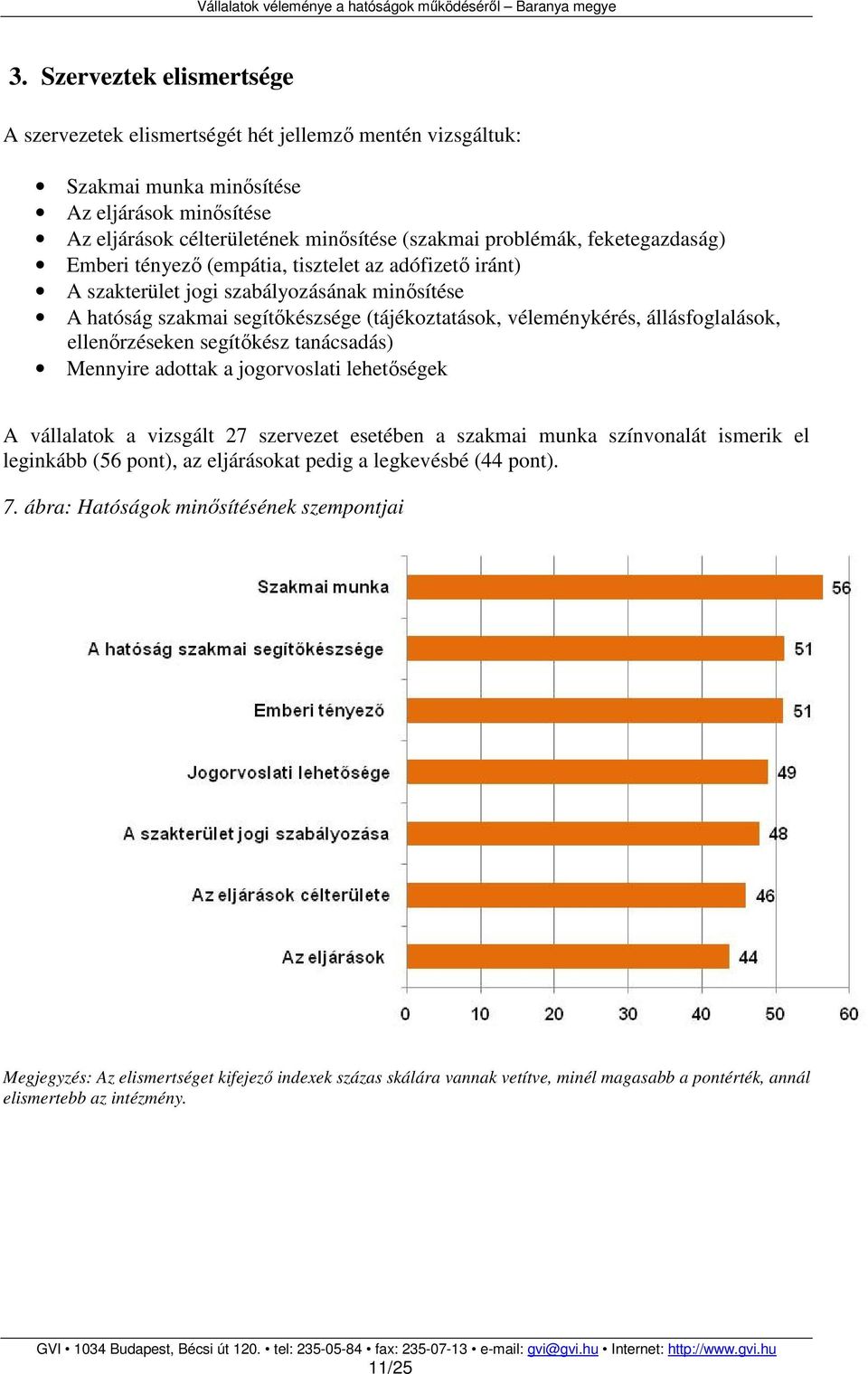 ellenőrzéseken segítőkész tanácsadás) Mennyire adottak a jogorvoslati lehetőségek A vállalatok a vizsgált 27 szervezet esetében a szakmai munka színvonalát ismerik el leginkább (56 pont), az