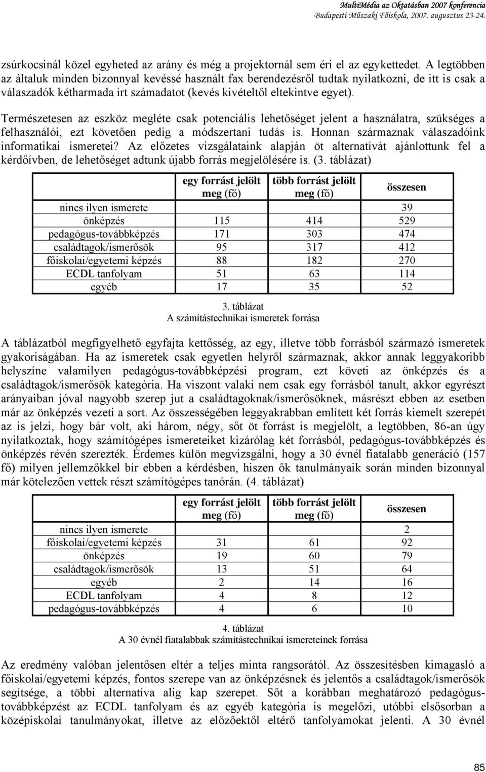 Természetesen az eszköz megléte csak potenciális lehetőséget jelent a használatra, szükséges a felhasználói, ezt követően pedig a módszertani tudás is.