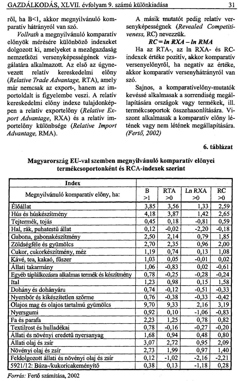 Az első az úgynevezett relatív kereskedelmi előny {Relative Trade Advantage, RT A), amely már nemcsak az export-, hanem az importoldalt is figyelembe veszi.