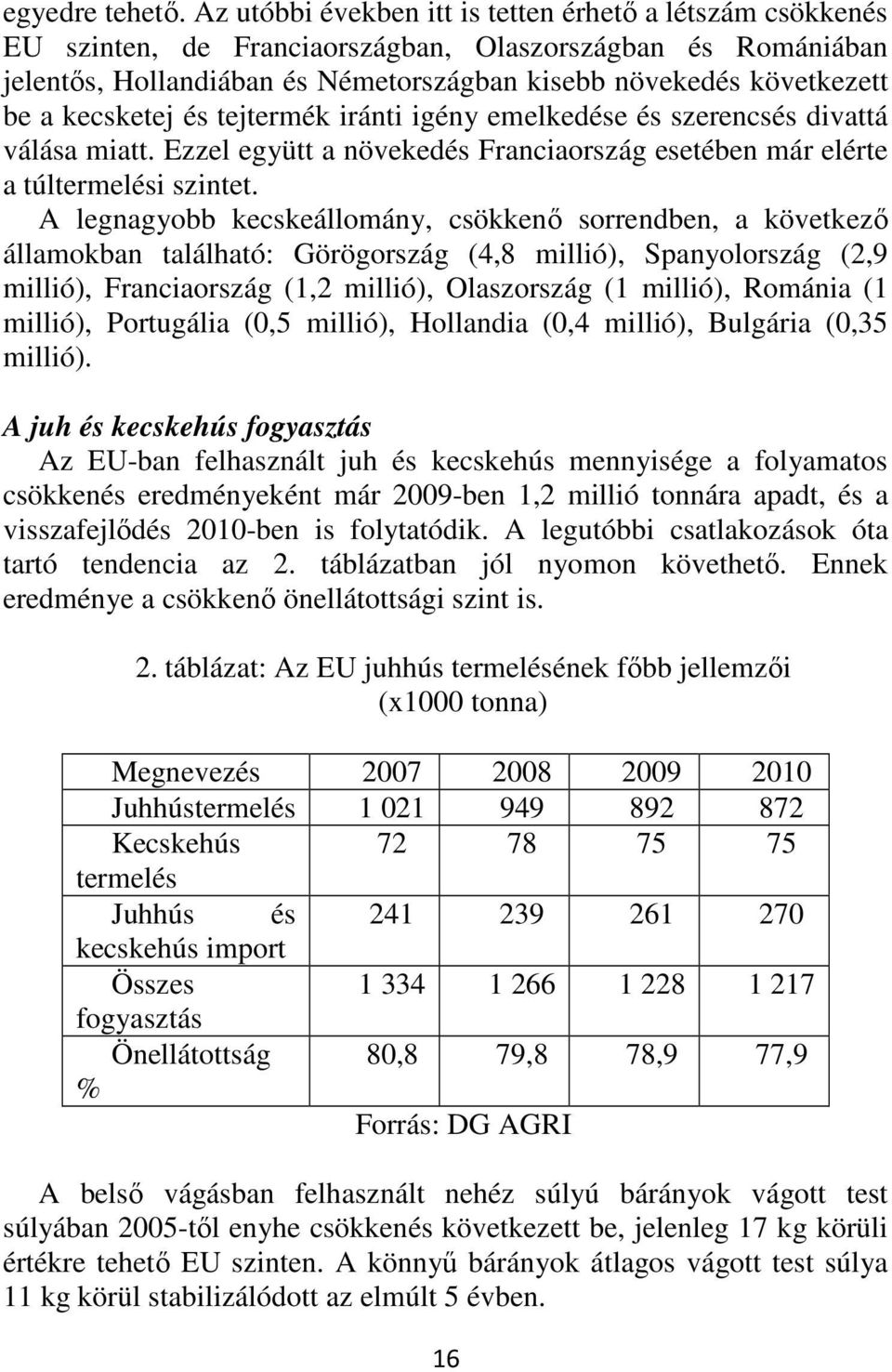 kecsketej és tejtermék iránti igény emelkedése és szerencsés divattá válása miatt. Ezzel együtt a növekedés Franciaország esetében már elérte a túltermelési szintet.