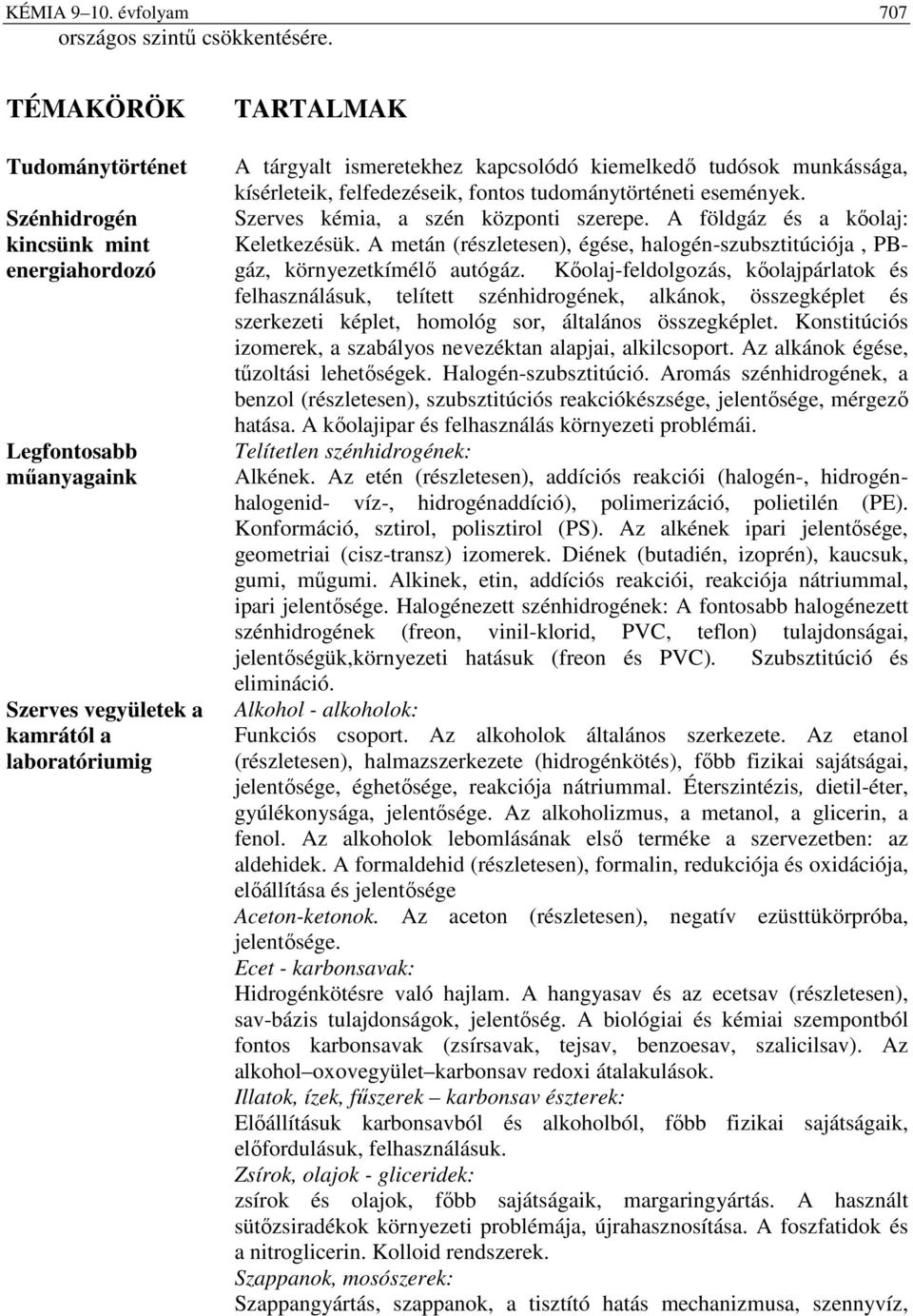 tudósok munkássága, kísérleteik, felfedezéseik, fontos tudománytörténeti események. Szerves kémia, a szén központi szerepe. A földgáz és a kıolaj: Keletkezésük.