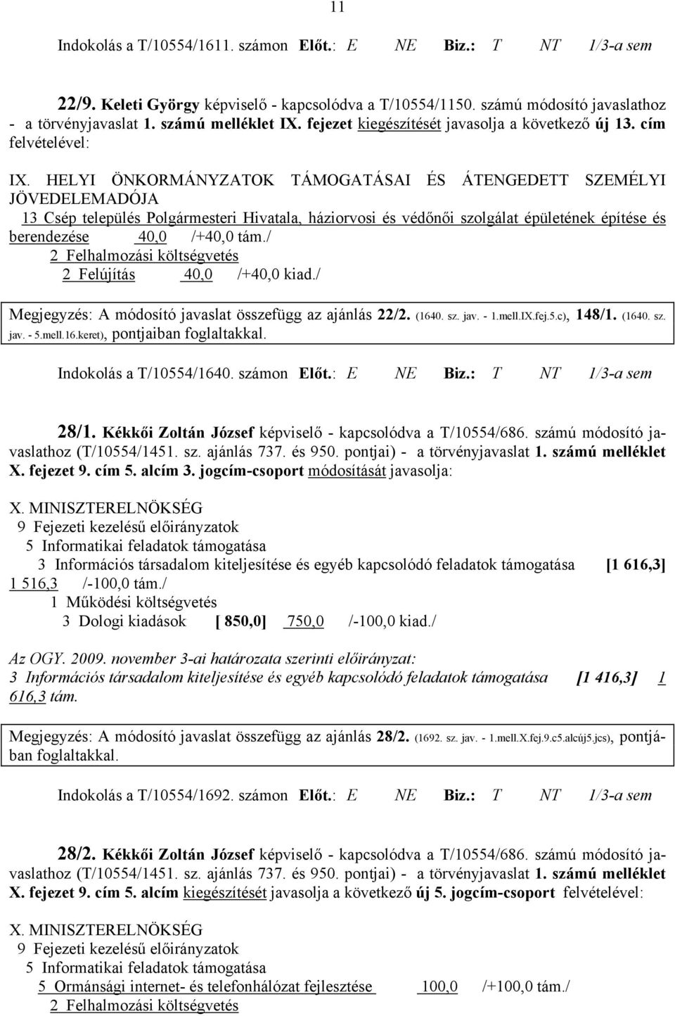 HELYI ÖNKORMÁNYZATOK TÁMOGATÁSAI ÉS ÁTENGEDETT SZEMÉLYI JÖVEDELEMADÓJA 13 Csép település Polgármesteri Hivatala, háziorvosi és védőnői szolgálat épületének építése és berendezése 40,0 /+40,0 tám.