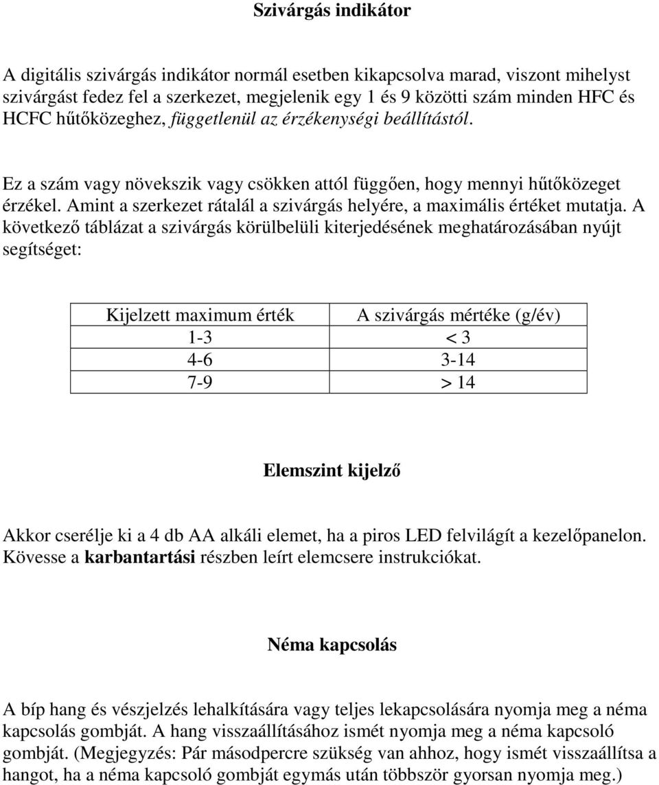 Amint a szerkezet rátalál a szivárgás helyére, a maximális értéket mutatja.