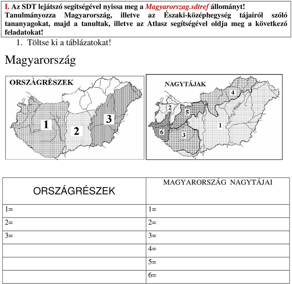 majd a tanultak, illetve az Atlasz segítségével oldja meg a következı feladatokat! 1.