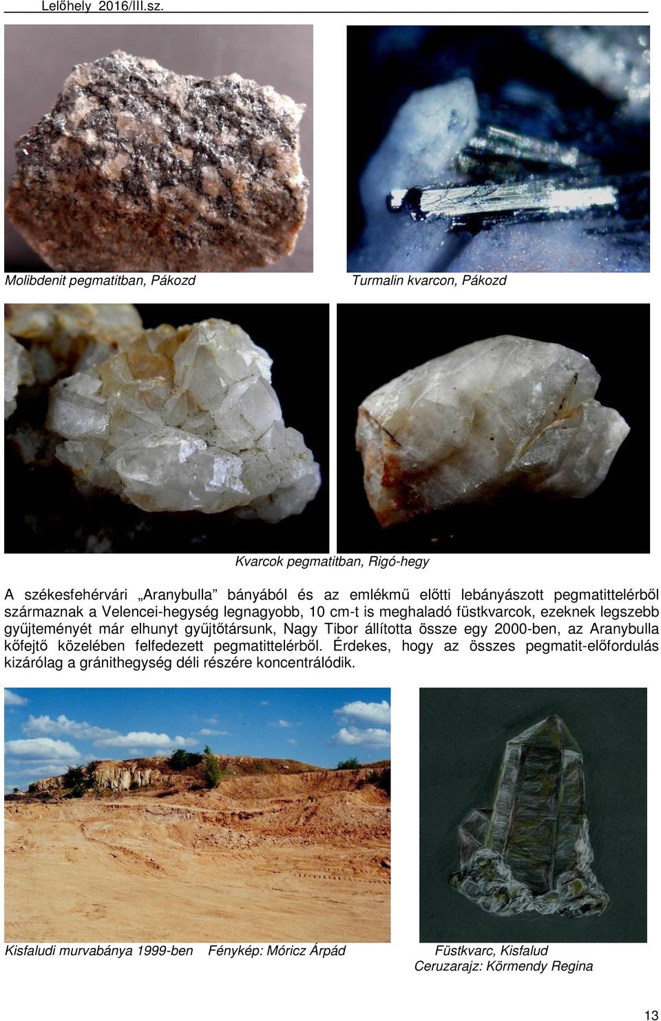 gyűjtőtársunk, Nagy Tibor állította össze egy 2000-ben, az Aranybulla kőfejtő közelében felfedezett pegmatittelérből.