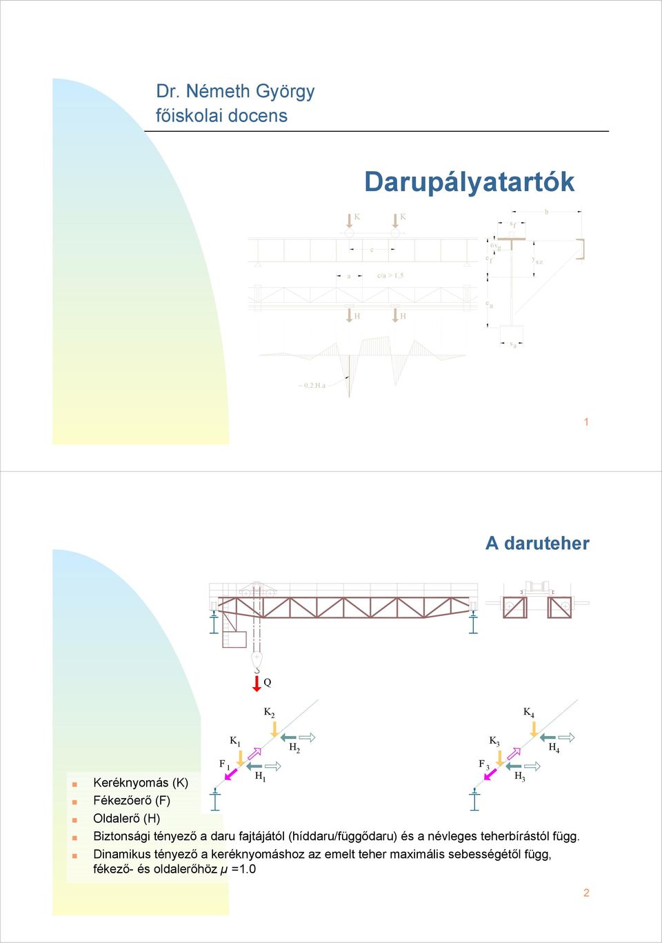 dru fjtájától (híddru/függődru) és névleges teherírástól függ.