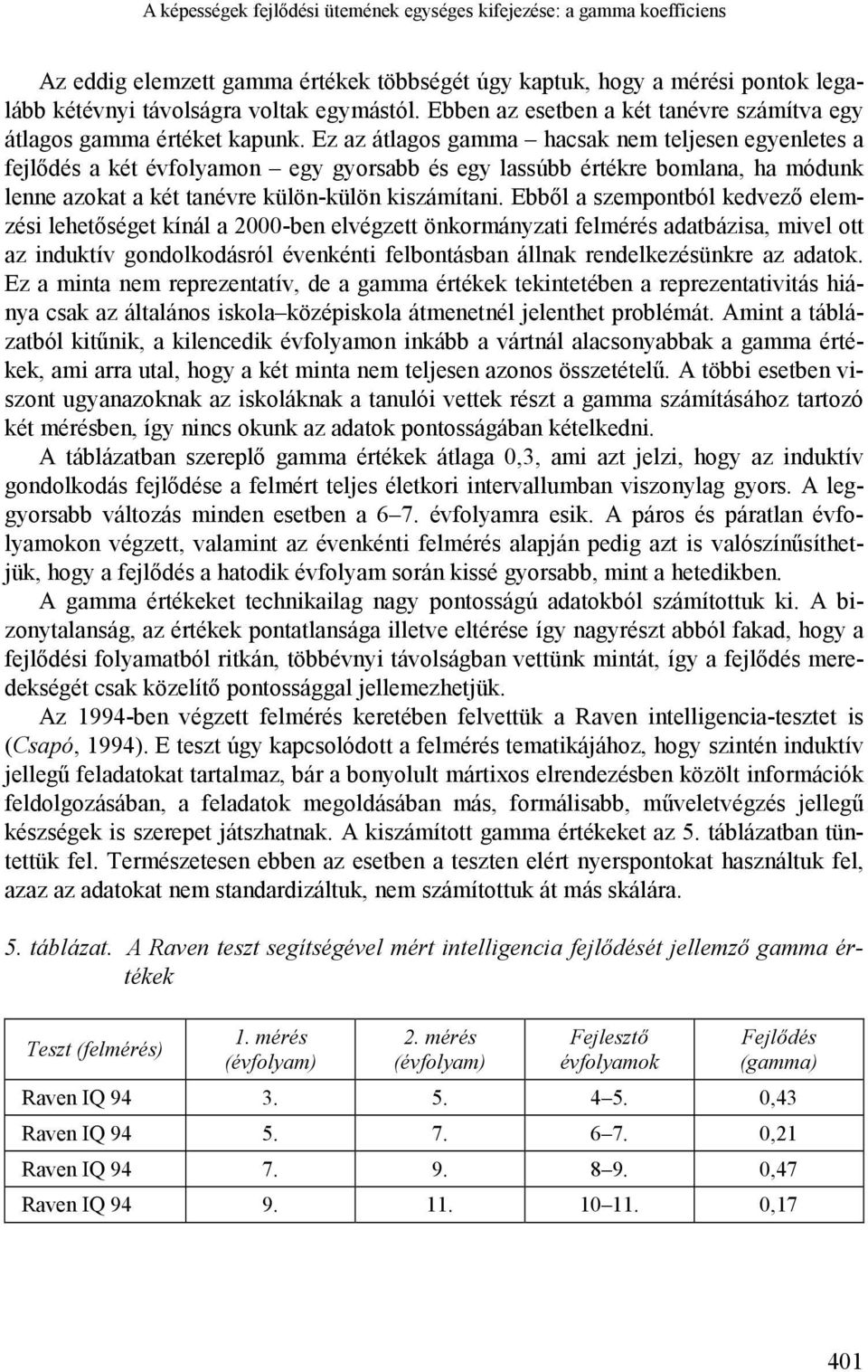 Ez az átlagos gamma hacsak nem teljesen egyenletes a fejlődés a két évfolyamon egy gyorsabb és egy lassúbb értékre bomlana, ha módunk lenne azokat a két tanévre külön-külön kiszámítani.