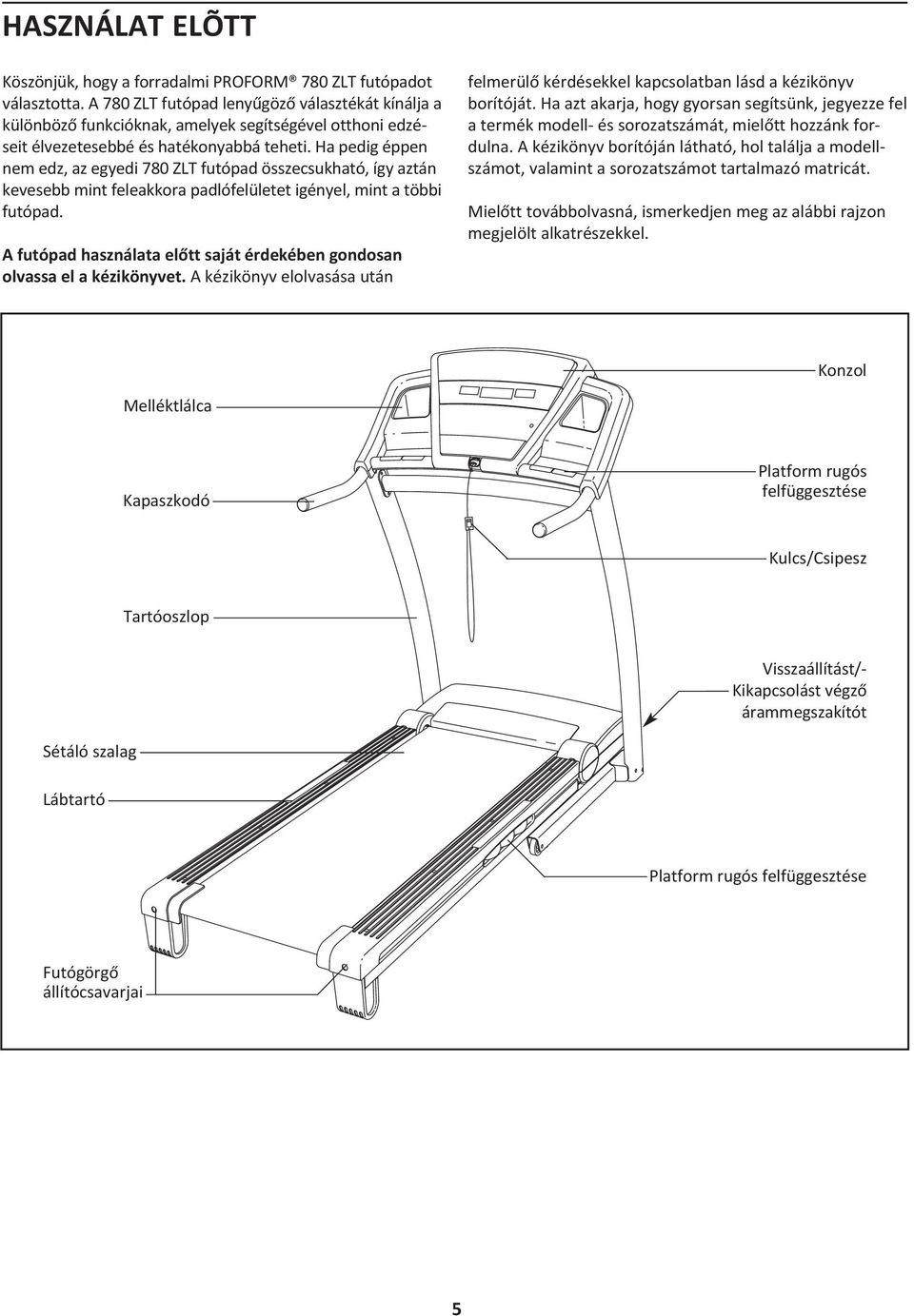 Ha pedig éppen nem edz, az egyedi 780 ZLT futópad összecsukható, így aztán kevesebb mint feleakkora padlófelületet igényel, mint a többi futópad.