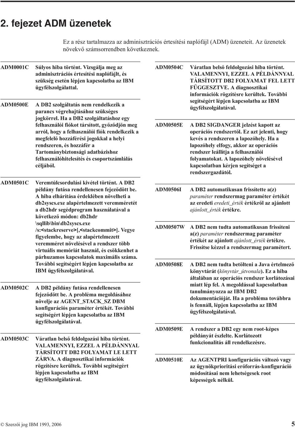 ADM0500E A DB2 szolgáltatás nem rendelkezik a parancs végrehajtásához szükséges jogkörrel.