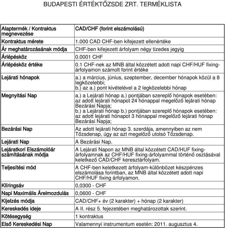 fixing-árfolyammal történő osztásával keletkező CAD/CHF keresztárfolyam.