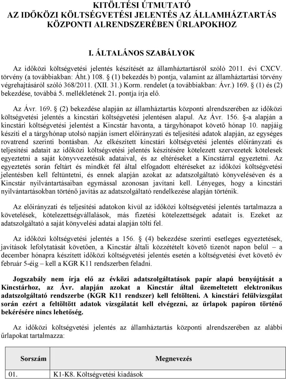 (1) bekezdés b) pontja, valamint az államháztartási törvény végrehajtásáról szóló 368/2011. (XII. 31.) Korm. rendelet (a továbbiakban: Ávr.) 169. (1) és (2) bekezdése, továbbá 5. mellékletének 21.