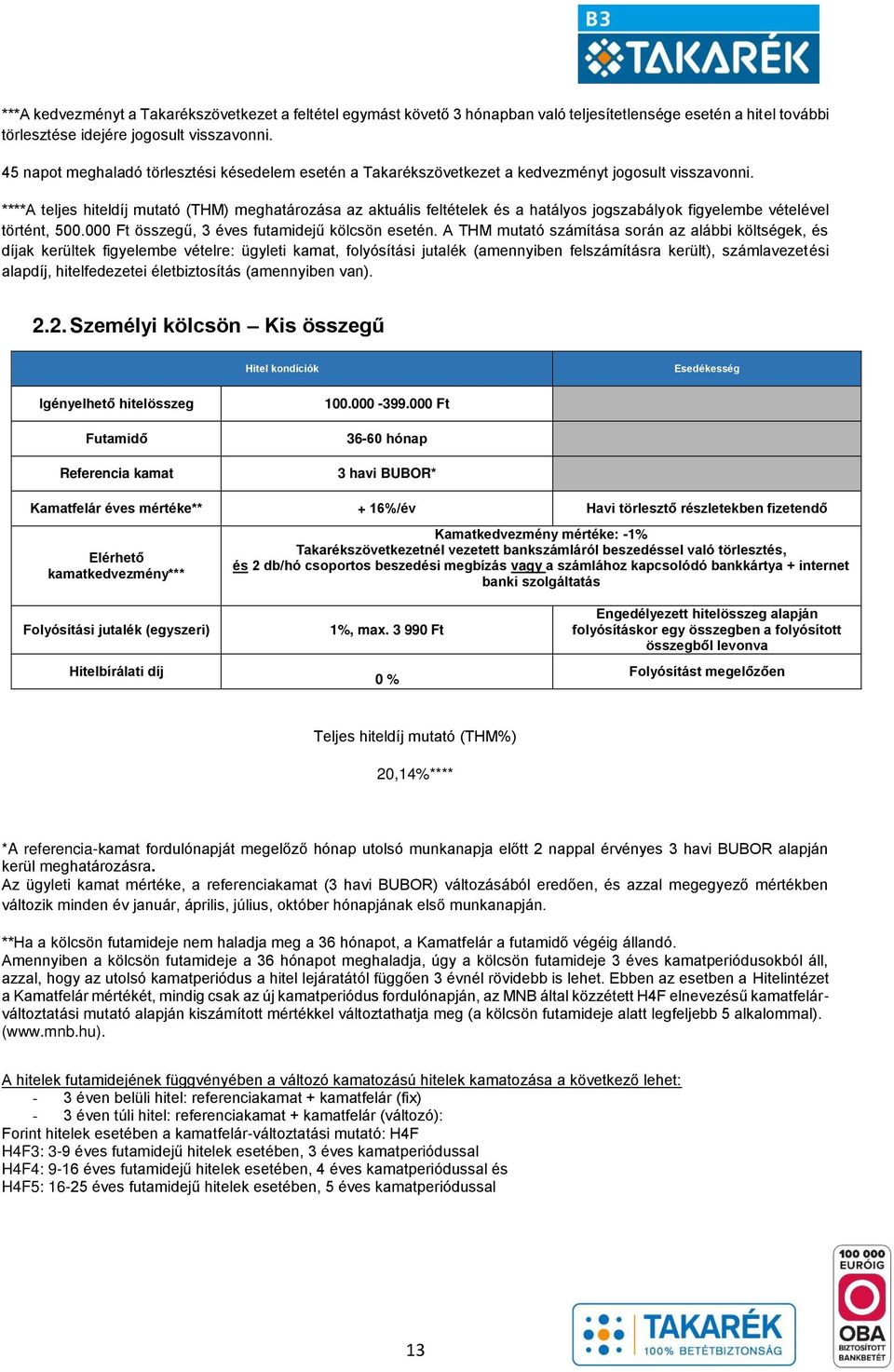 ****A teljes hiteldíj mutató (THM) meghatározása az aktuális feltételek és a hatályos jogszabályok figyelembe vételével történt, 500.000 Ft összegű, 3 éves futamidejű kölcsön esetén.