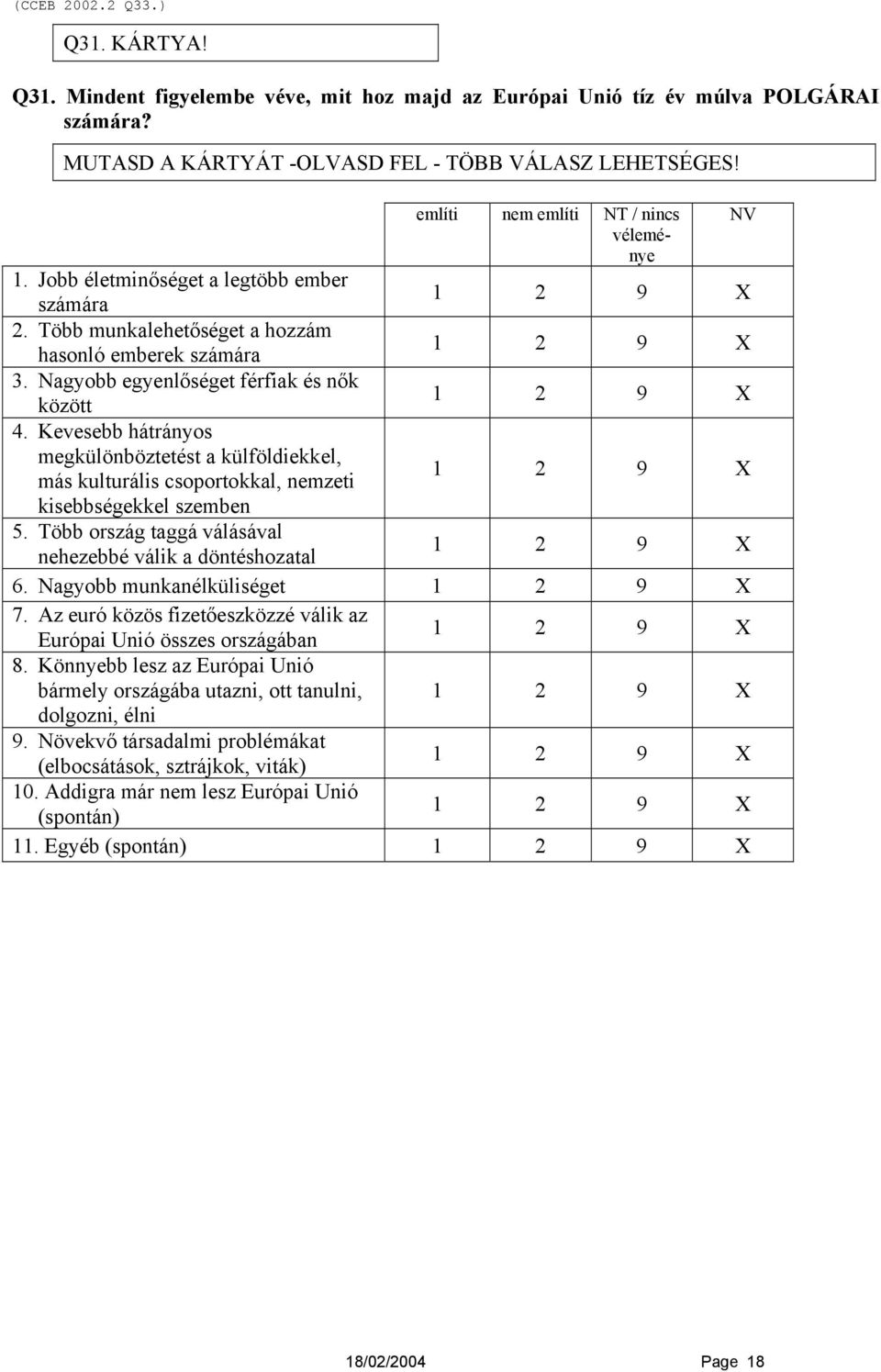 Kevesebb hátrányos megkülönböztetést a külföldiekkel, más kulturális csoportokkal, nemzeti kisebbségekkel szemben 5. Több ország taggá válásával nehezebbé válik a döntéshozatal 6.
