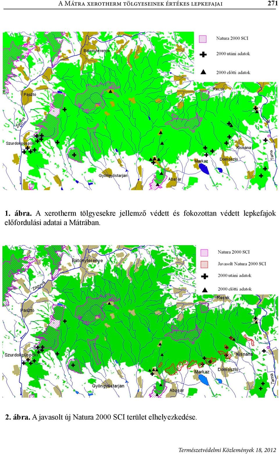 fokozottan védett lepkefajok előfordulási adatai a
