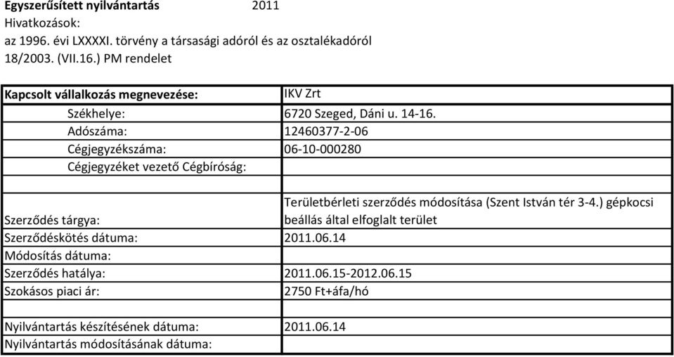 módosítása (Szent István tér 3-4.