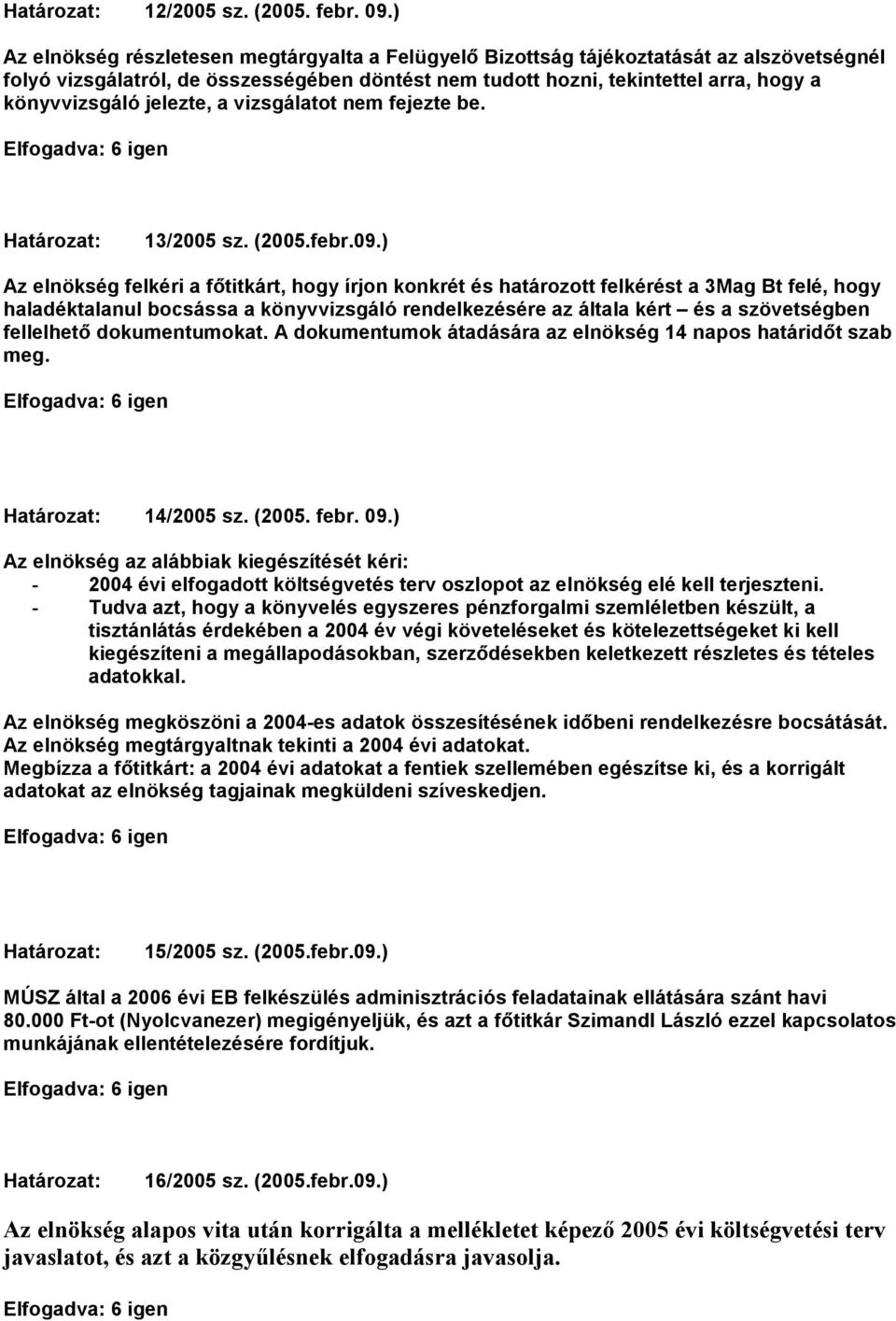 jelezte, a vizsgálatot nem fejezte be. Határozat: 13/2005 sz. (2005.febr.09.