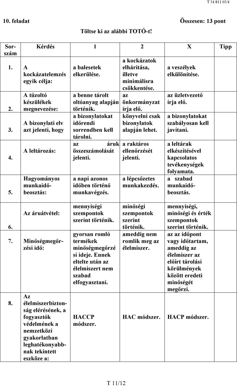 a bizonylatokat időrendi sorrendben kell tárolni. az összeszámolását jelenti. a napi azonos időben történő munkavégzés. a kockázatok elhárítása, illetve minimálisra csökkentése.