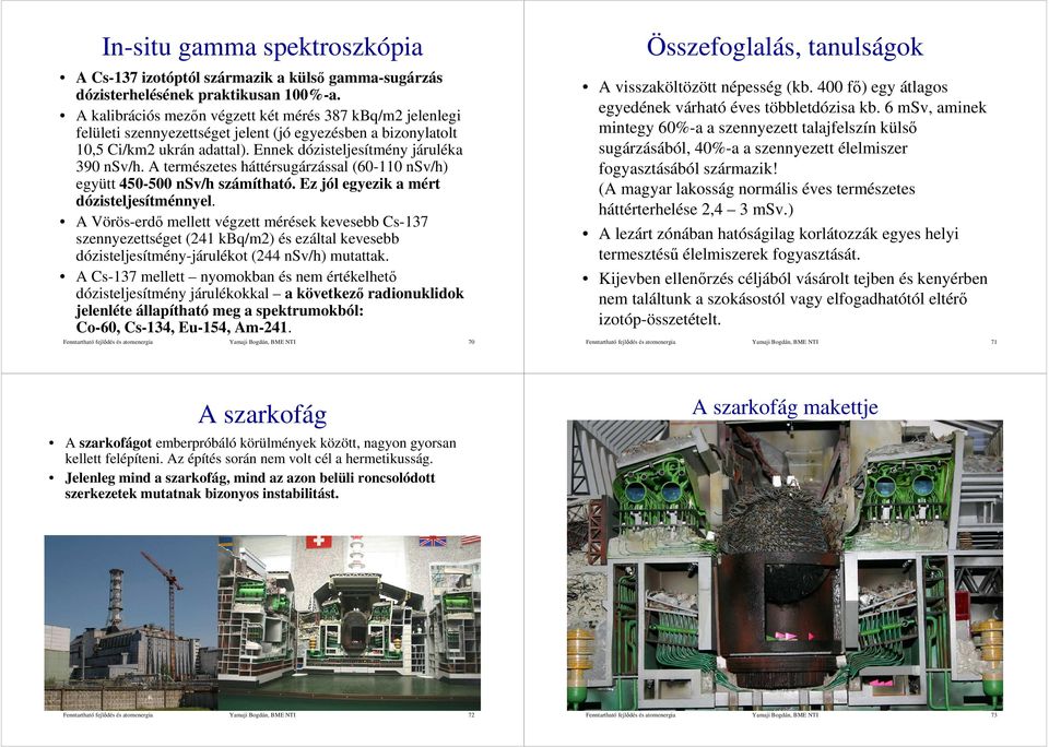 A természetes háttérsugárzással (60-110 nsv/h) együtt 450-500 nsv/h számítható. Ez jól egyezik a mért dózisteljesítménnyel.