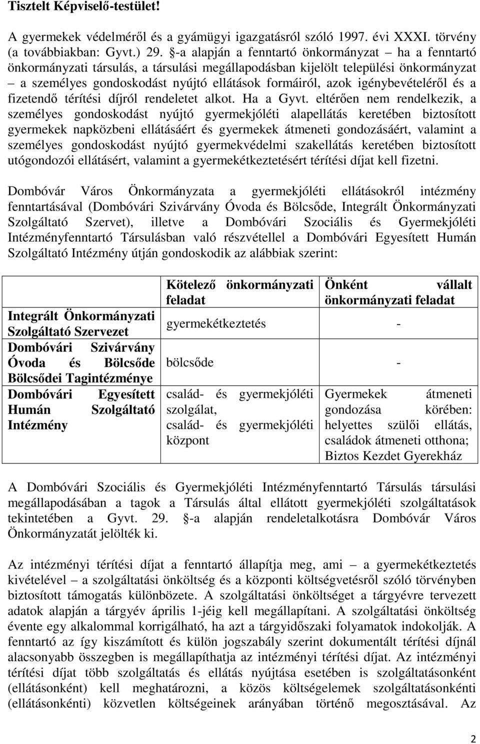 igénybevételéről és a fizetendő térítési díjról rendeletet alkot. Ha a Gyvt.