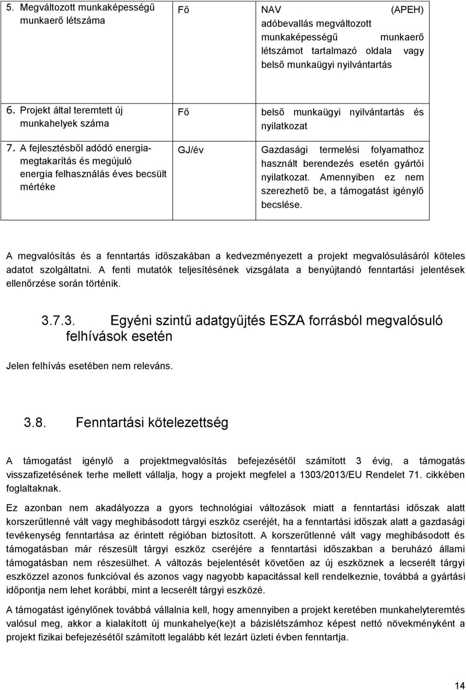 A fejlesztésből adódó energiamegtakarítás és megújuló energia felhasználás éves becsült mértéke GJ/év Gazdasági termelési folyamathoz használt berendezés esetén gyártói nyilatkozat.