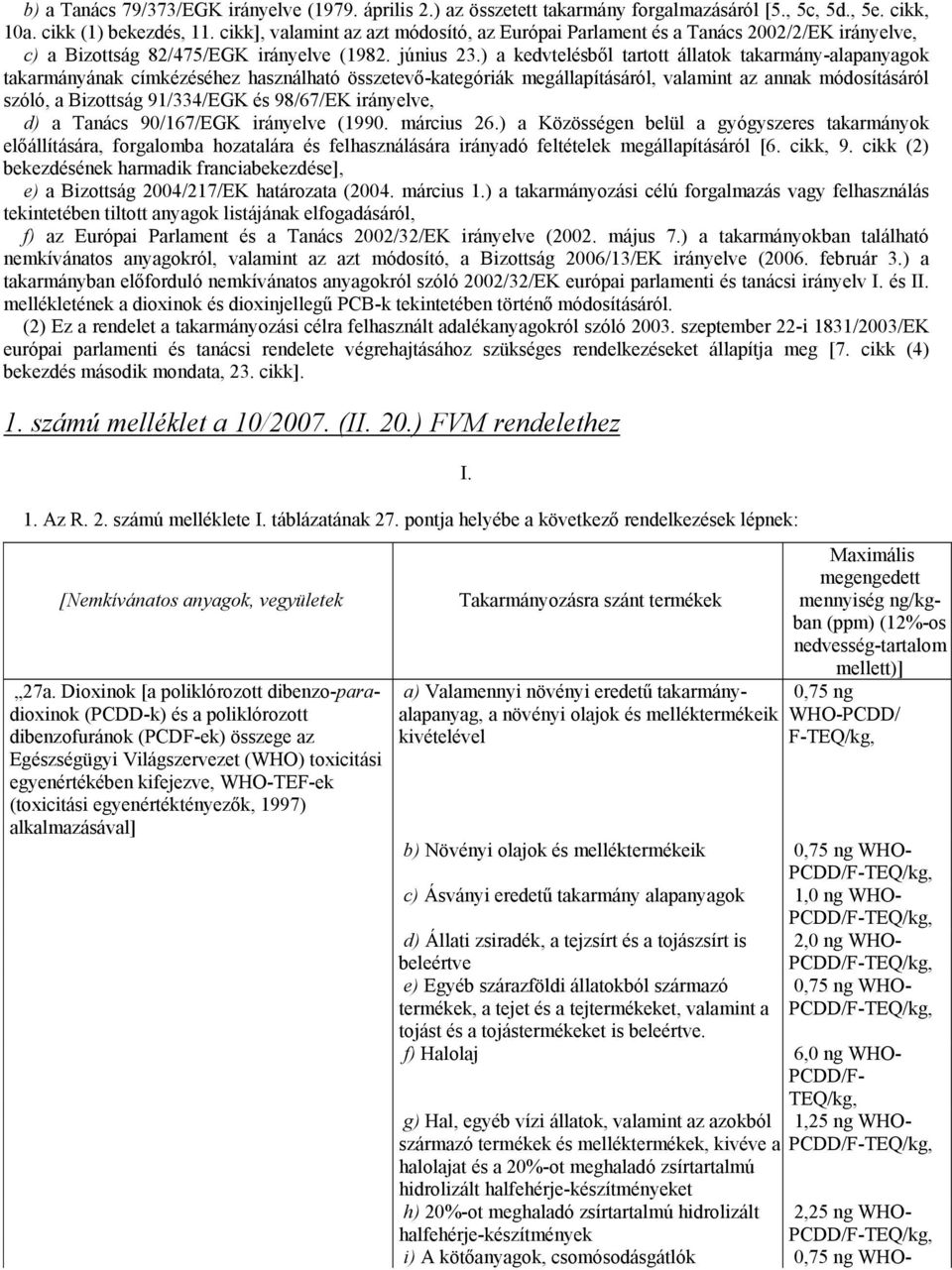 ) a kedvtelésből tartott állatok takarmány-alapanyagok takarmányának címkézéséhez használható összetevő-kategóriák megállapításáról, valamint az annak módosításáról szóló, a Bizottság 91/334/EGK és