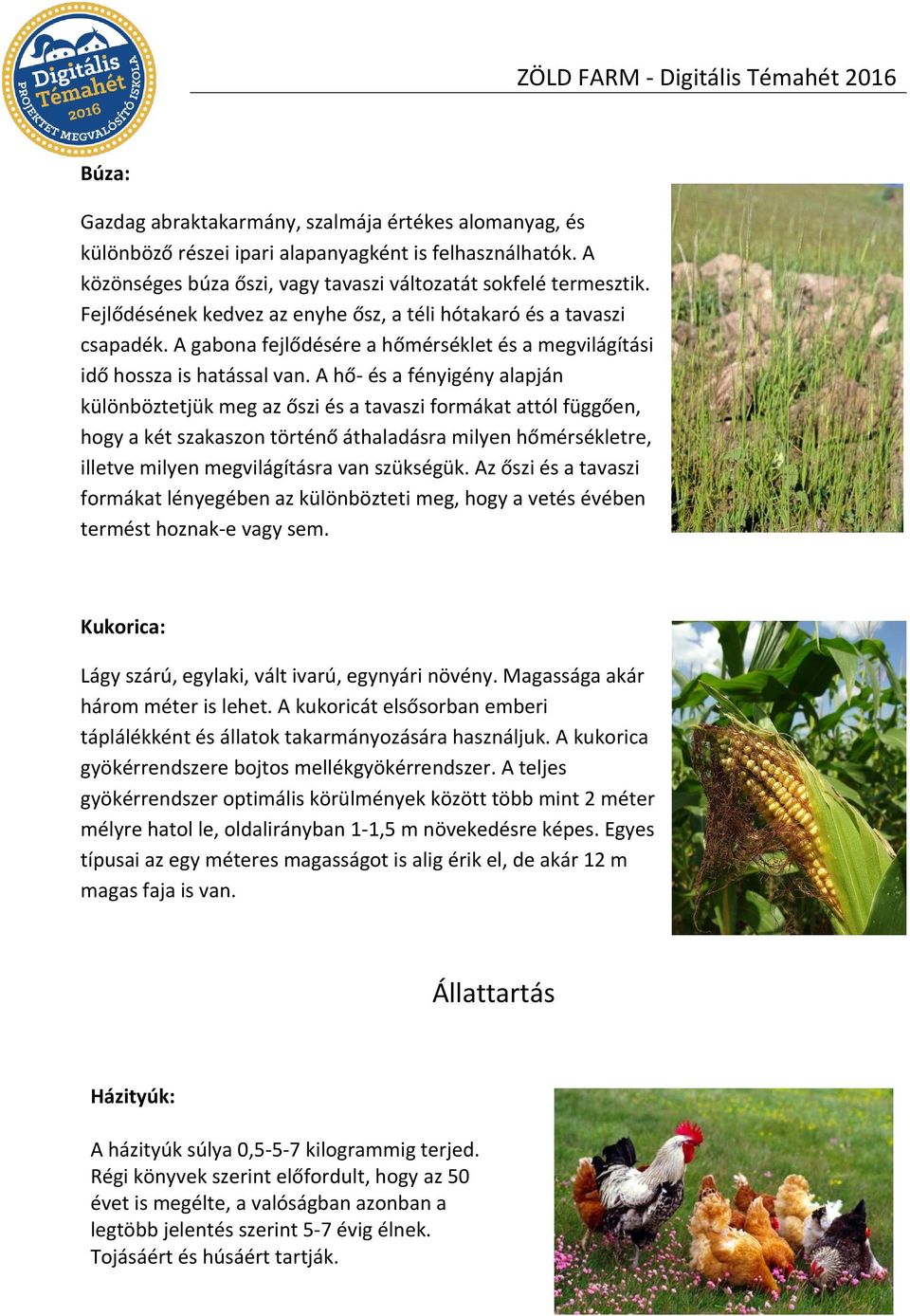 A hő- és a fényigény alapján különböztetjük meg az őszi és a tavaszi formákat attól függően, hogy a két szakaszon történő áthaladásra milyen hőmérsékletre, illetve milyen megvilágításra van szükségük.