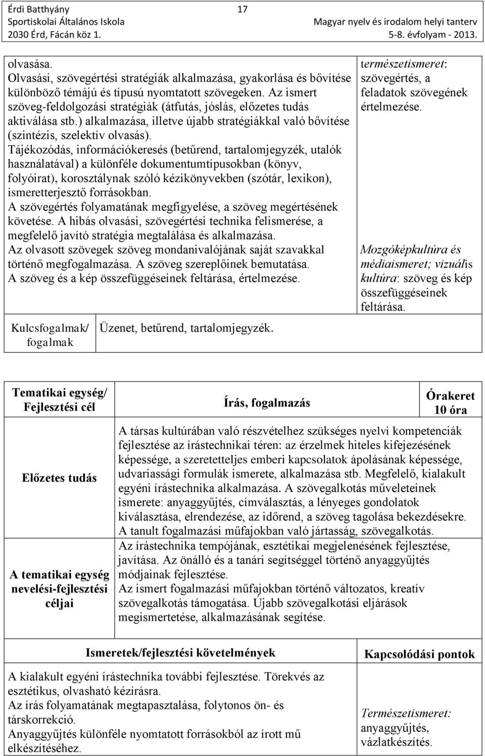 Tájékozódás, információkeresés (betűrend, tartalomjegyzék, utalók használatával) a különféle dokumentumtípusokban (könyv, folyóirat), korosztálynak szóló kézikönyvekben (szótár, lexikon),