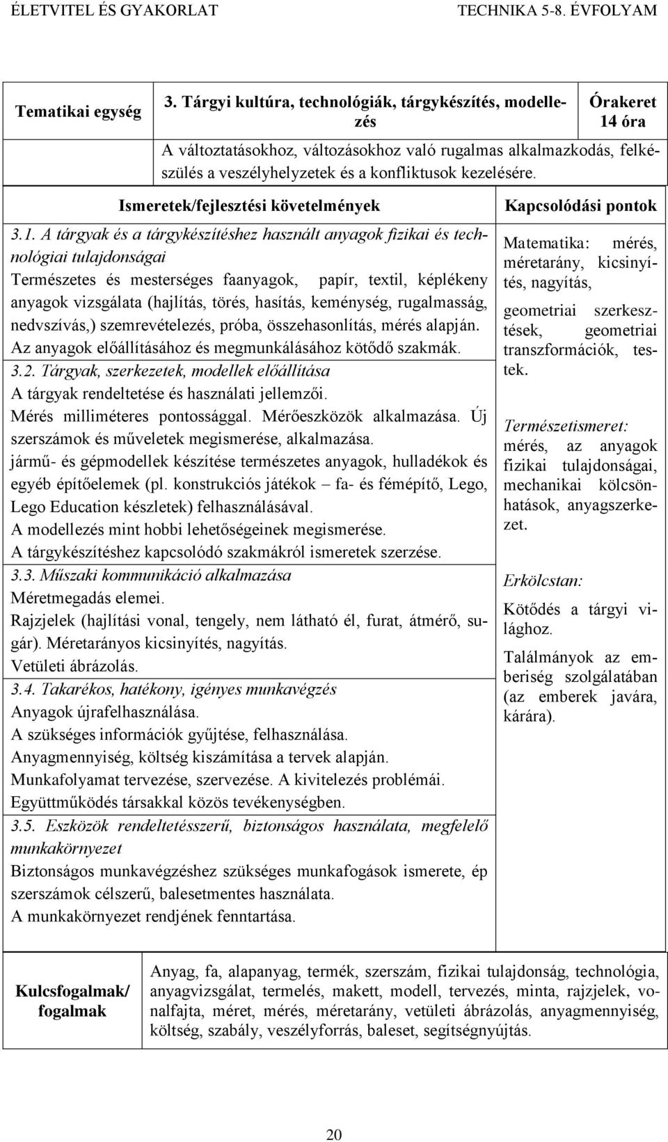 óra A változtatásokhoz, változásokhoz való rugalmas alkalmazkodás, felkészülés a veszélyhelyzetek és a konfliktusok kezelésére. 3.1.