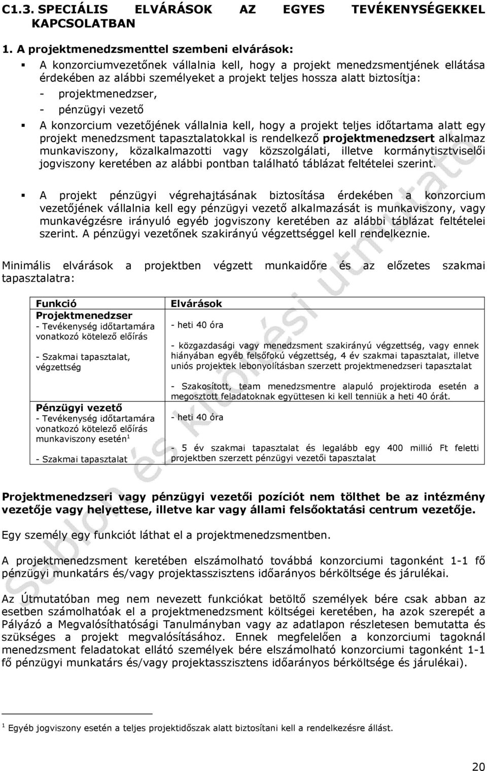 projektmenedzser, - pénzügyi vezető A konzorcium vezetőjének vállalnia kell, hogy a projekt teljes időtartama alatt egy projekt menedzsment tapasztalatokkal is rendelkező projektmenedzsert alkalmaz