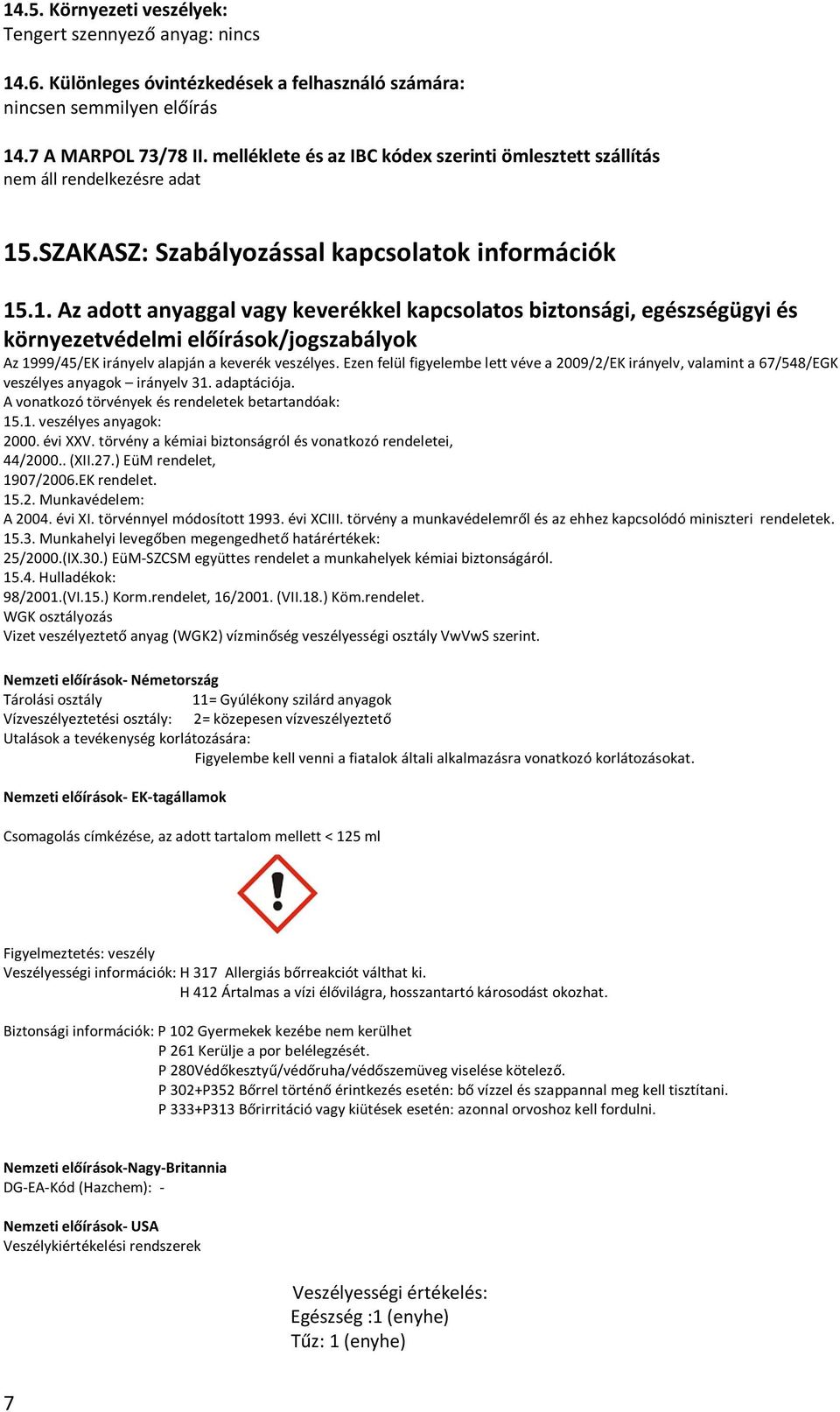 .SZAKASZ: Szabályozással kapcsolatok információk 15