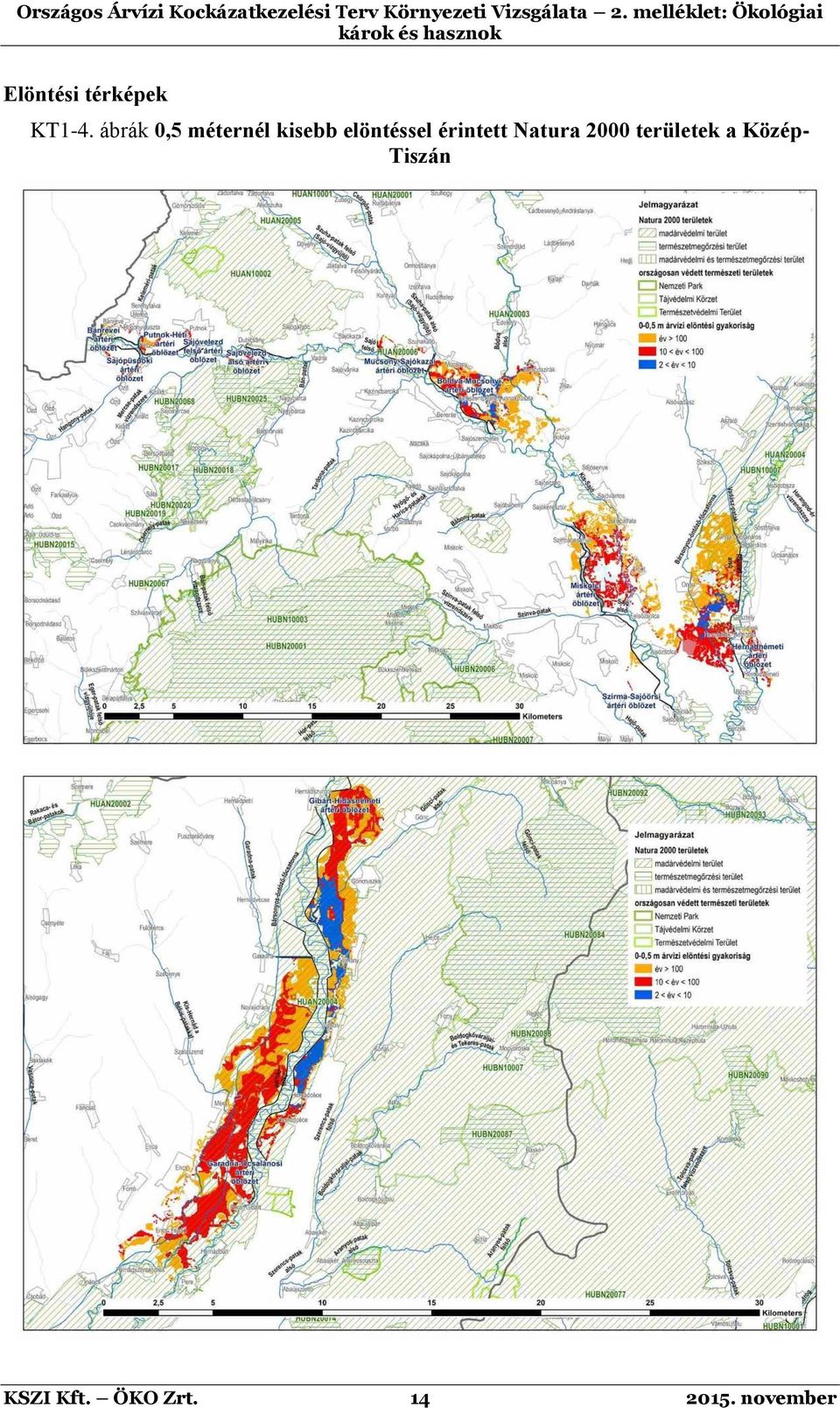 érintett Natura 2000 területek a