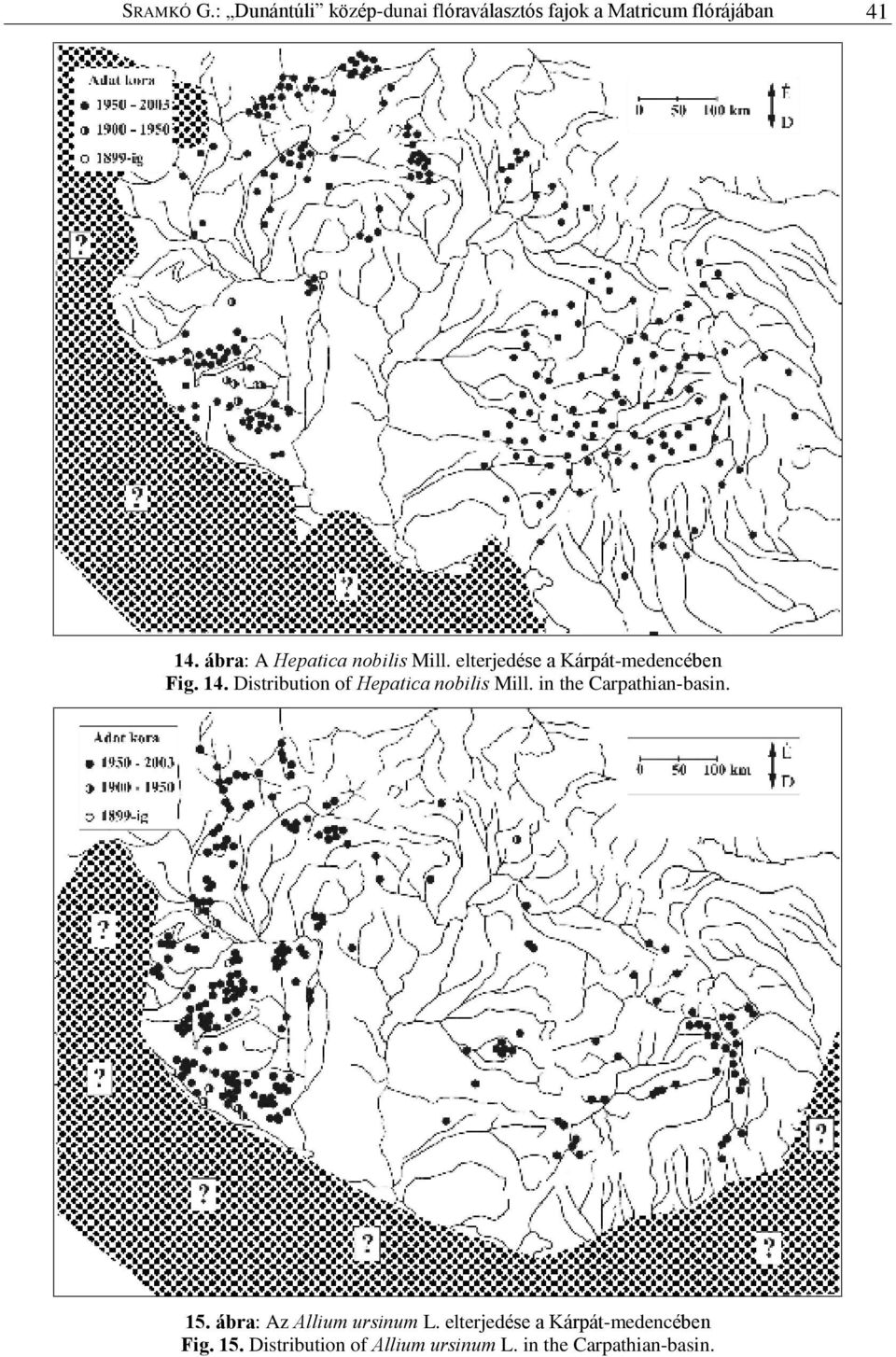 Distribution of Hepatica nobilis Mill. in the Carpathian-basin. 15.