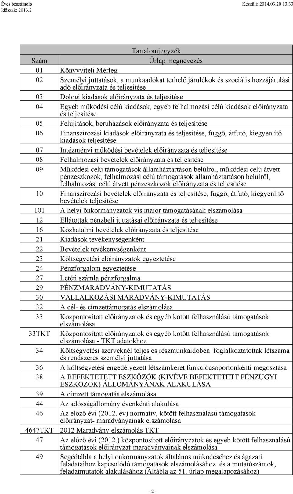 kiadások előirányzata és teljesítése, függő, átfutó, kiegyenlítő kiadások teljesítése 7 Intézményi működési bevételek előirányzata és teljesítése 8 Felhalmozási bevételek előirányzata és teljesítése