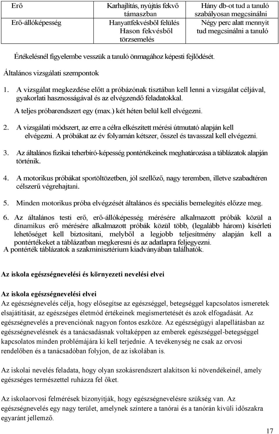 A vizsgálat megkezdése előtt a próbázónak tisztában kell lenni a vizsgálat céljával, gyakorlati hasznosságával és az elvégzendő feladatokkal. A teljes próbarendszert egy (max.