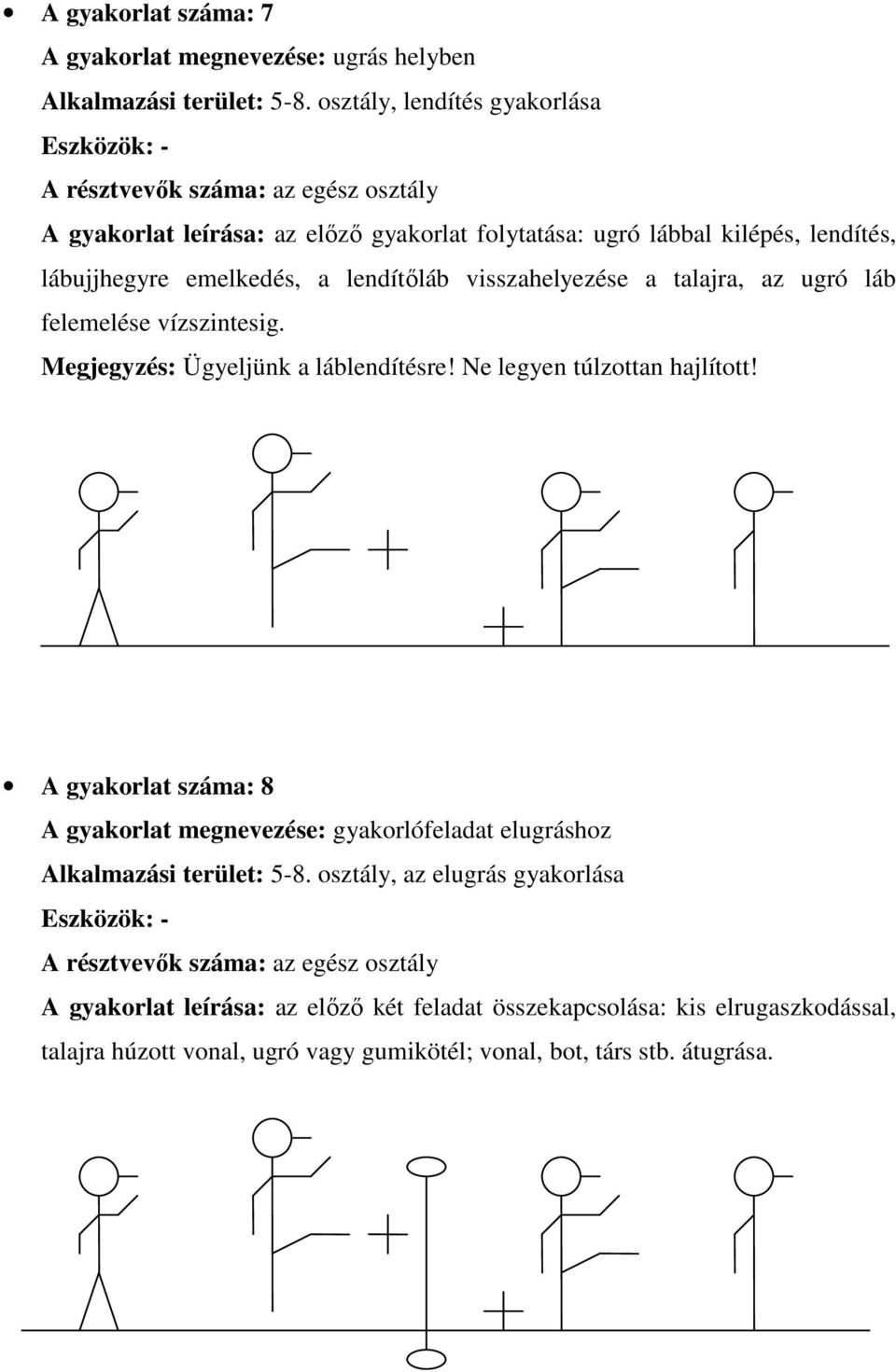 lendítőláb visszahelyezése a talajra, az ugró láb felemelése vízszintesig. Megjegyzés: Ügyeljünk a láblendítésre! Ne legyen túlzottan hajlított!