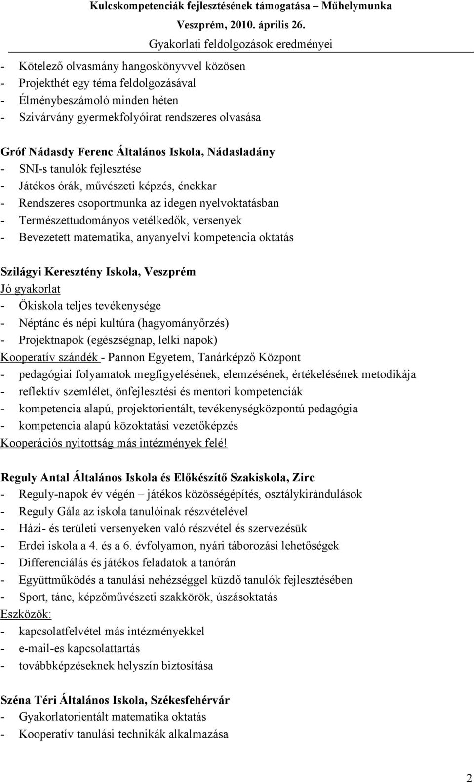 matematika, anyanyelvi kompetencia oktatás Szilágyi Keresztény Iskola, Veszprém Jó gyakorlat - Ökiskola teljes tevékenysége - Néptánc és népi kultúra (hagyományőrzés) - Projektnapok (egészségnap,