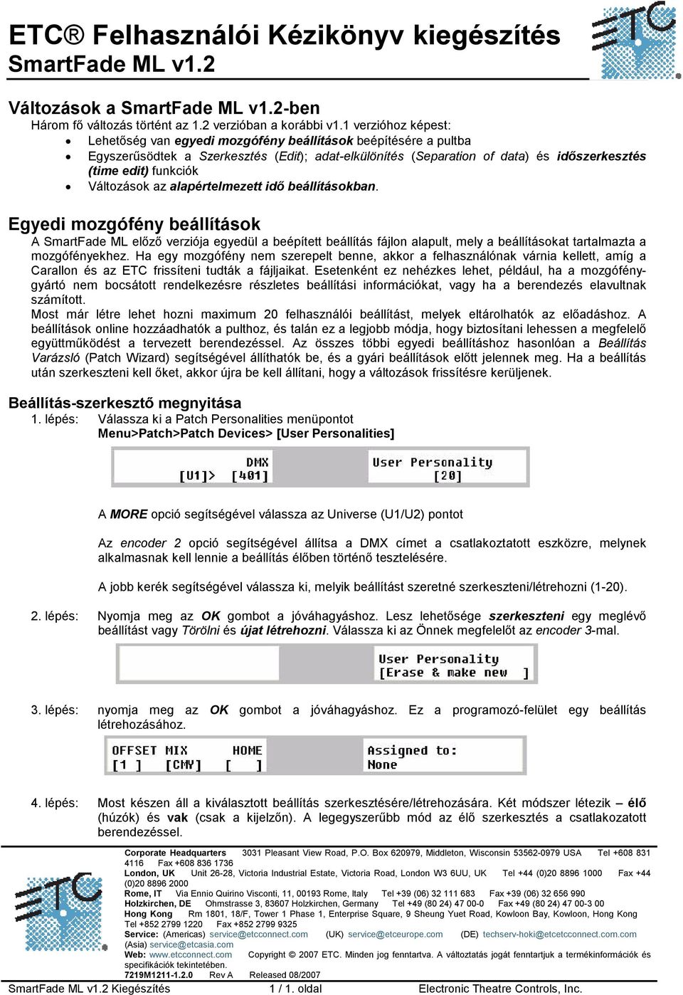 Változások az alapértelmezett idő beállításokban.