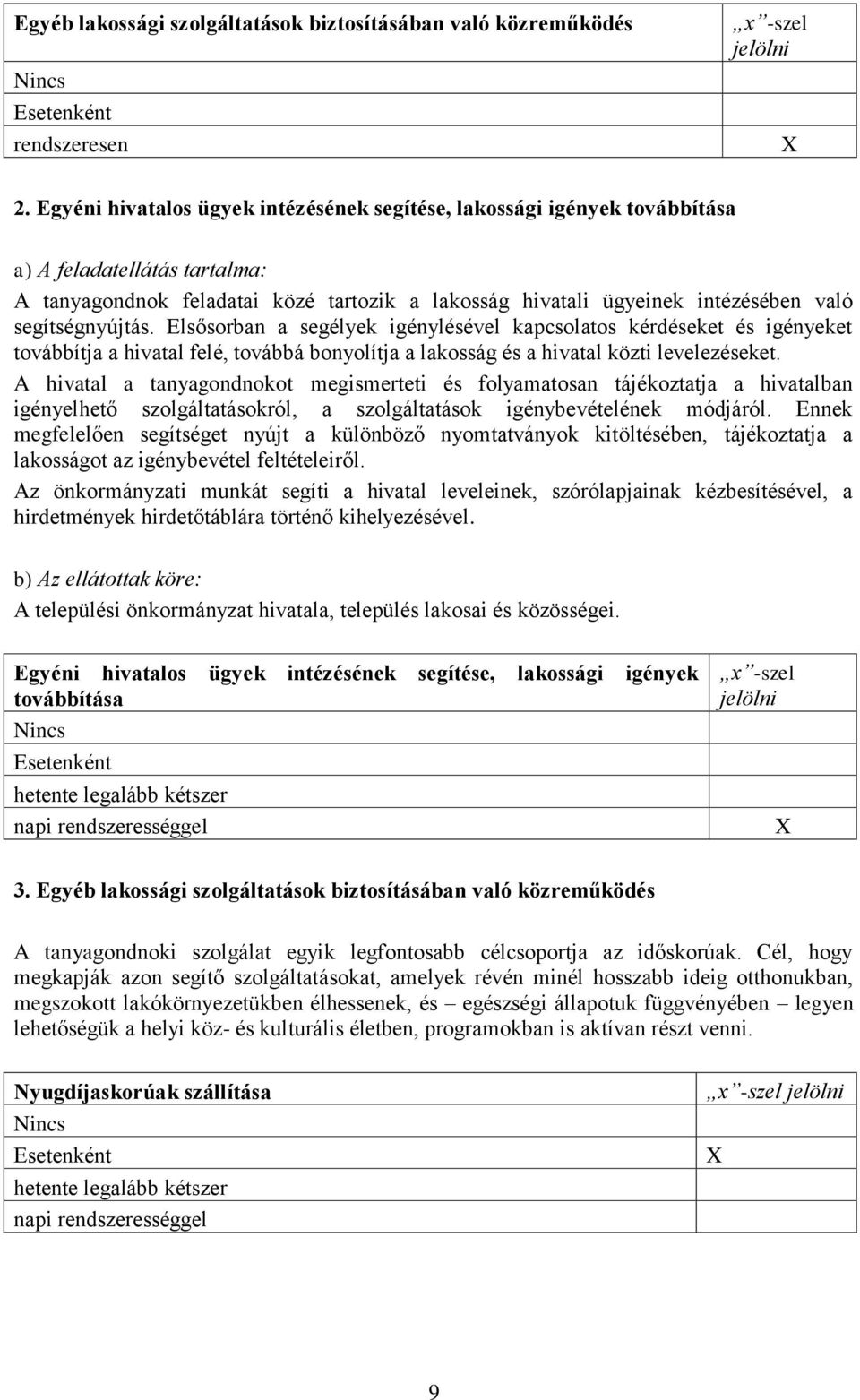 segítségnyújtás. Elsősorban a segélyek igénylésével kapcsolatos kérdéseket és igényeket továbbítja a hivatal felé, továbbá bonyolítja a lakosság és a hivatal közti levelezéseket.