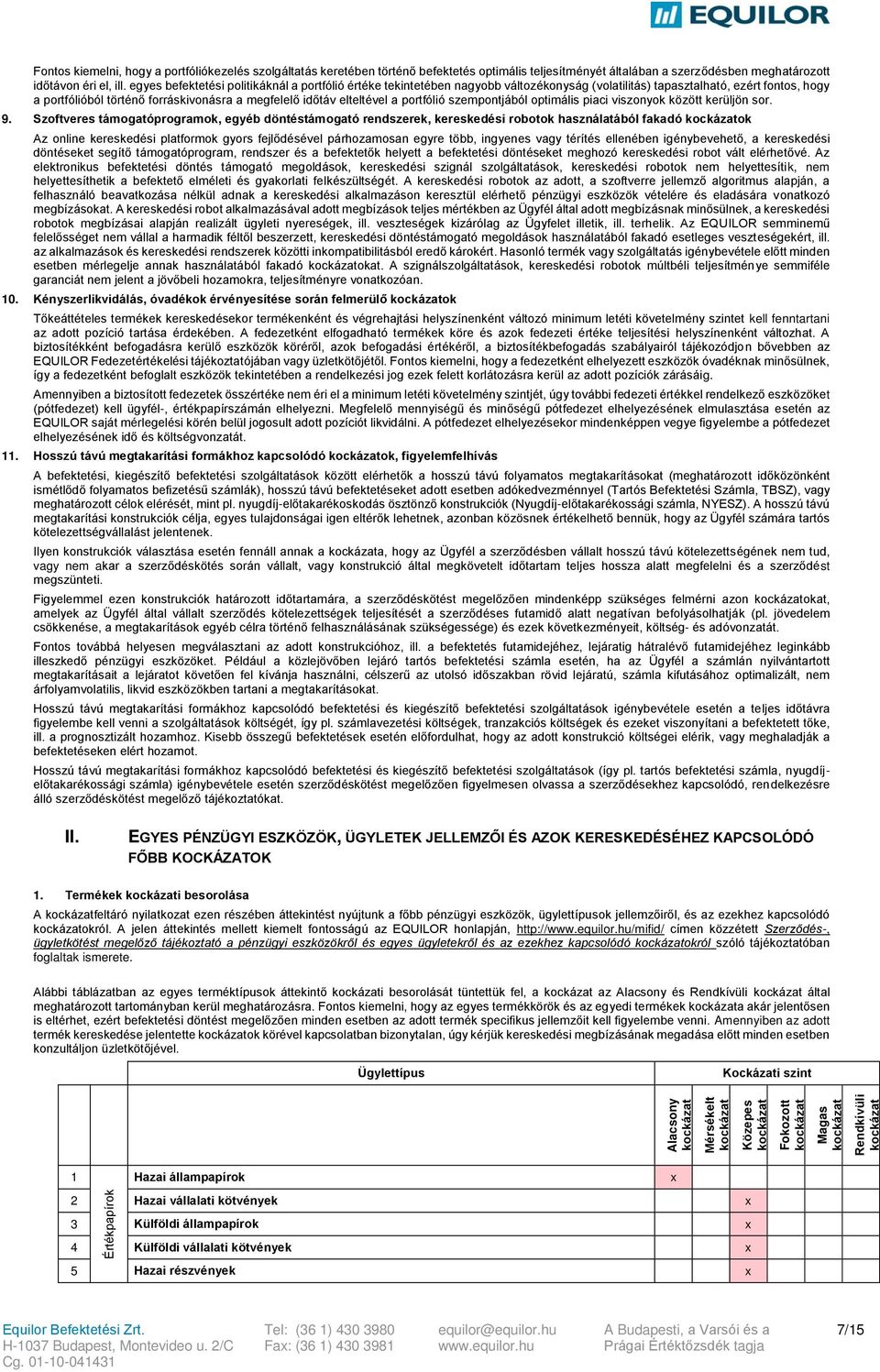 elteltével a portfólió szempontjából optimális piaci viszonyok között kerüljön sor. 9.