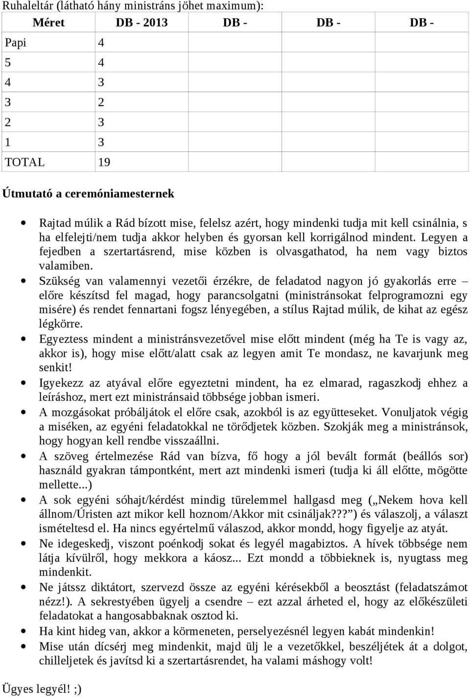 Legyen a fejedben a szertartásrend, mise közben is olvasgathatod, ha nem vagy biztos valamiben.