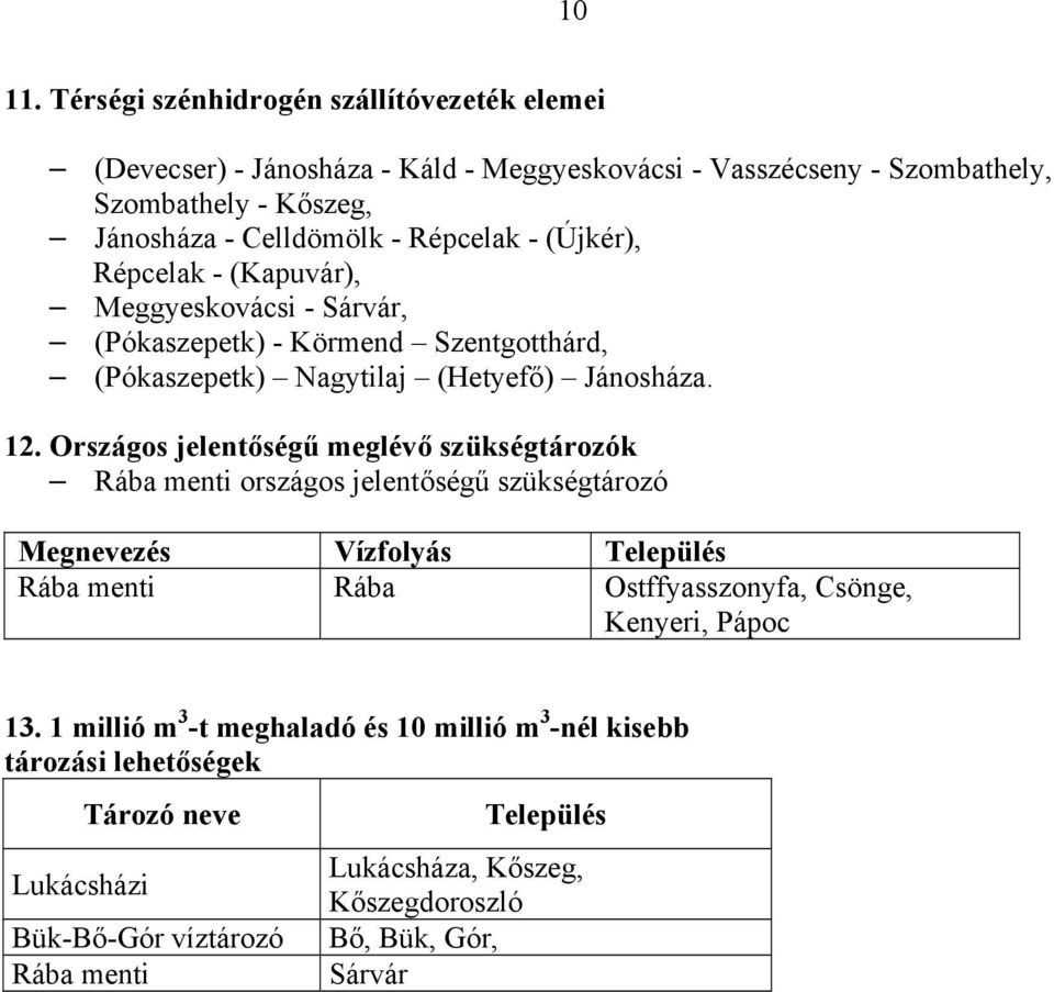 - (Újkér), Répcelak - (Kapuvár), Meggyeskovácsi - Sárvár, (Pókaszepetk) - Körmend Szentgotthárd, (Pókaszepetk) Nagytilaj (Hetyefő) Jánosháza. 12.