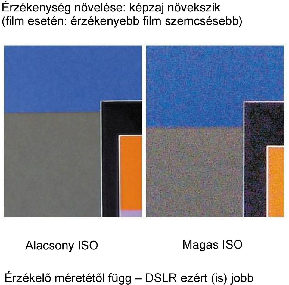 film szemcsésebb) Alacsony ISO Magas