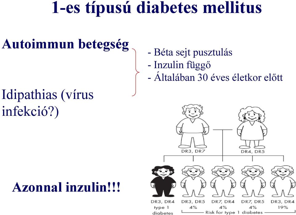 ) - Béta sejt pusztulás - Inzulin függő -