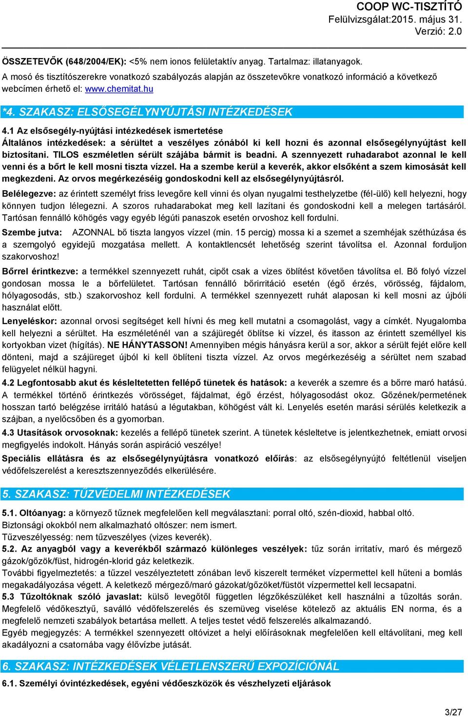 BIZTONSÁGI ADATLAP (453/2010 EU rendelet II. melléklete alapján) - PDF  Ingyenes letöltés